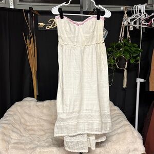 Roxy White Strapless Dress with Pink Accents